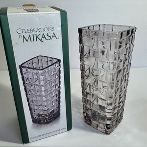 Mikasa Crystal Basketweave Vase NIB